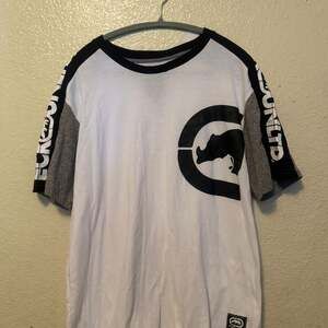 Ecko Unltd. Men's Colorblock Rhino T-Shirt in White, Red, and Blue